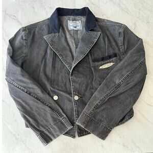 Vintage Levis Jean Jacket Black Denim Womens Sz Small Grand Silver western